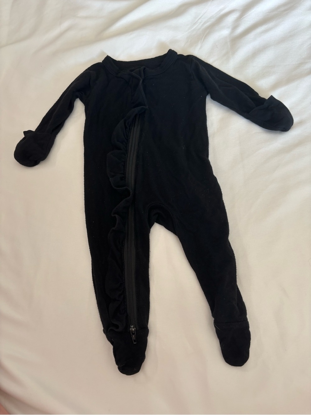 Classic Black Footed Baby One-Piece with Side Zipper